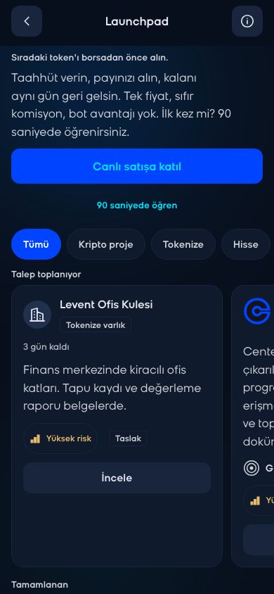 CoinCenter uygulaması: Yatırım Pazarı