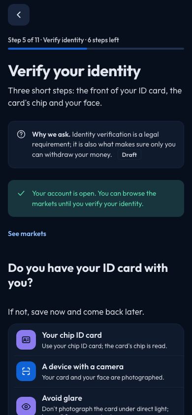 CoinCenter uygulaması: kayıt, kimlik doğrulama adımı