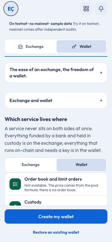 CoinCenter Wallet ekranı