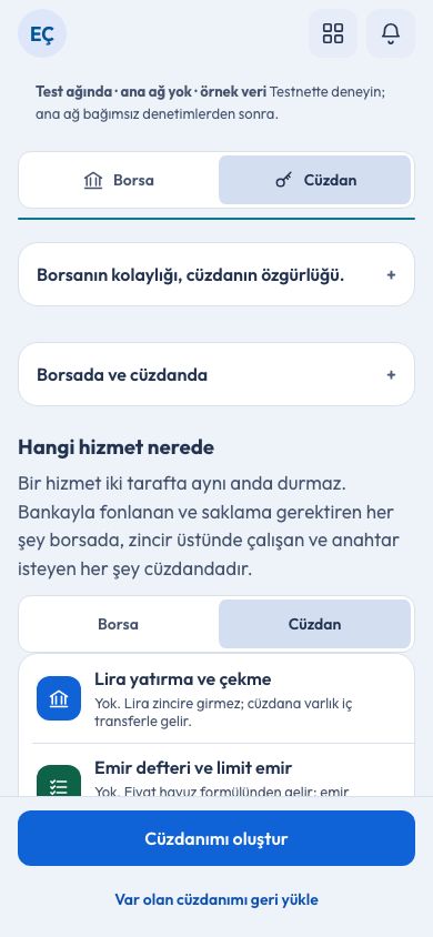 CoinCenter Wallet ekranı