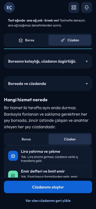 CoinCenter Wallet ekranı